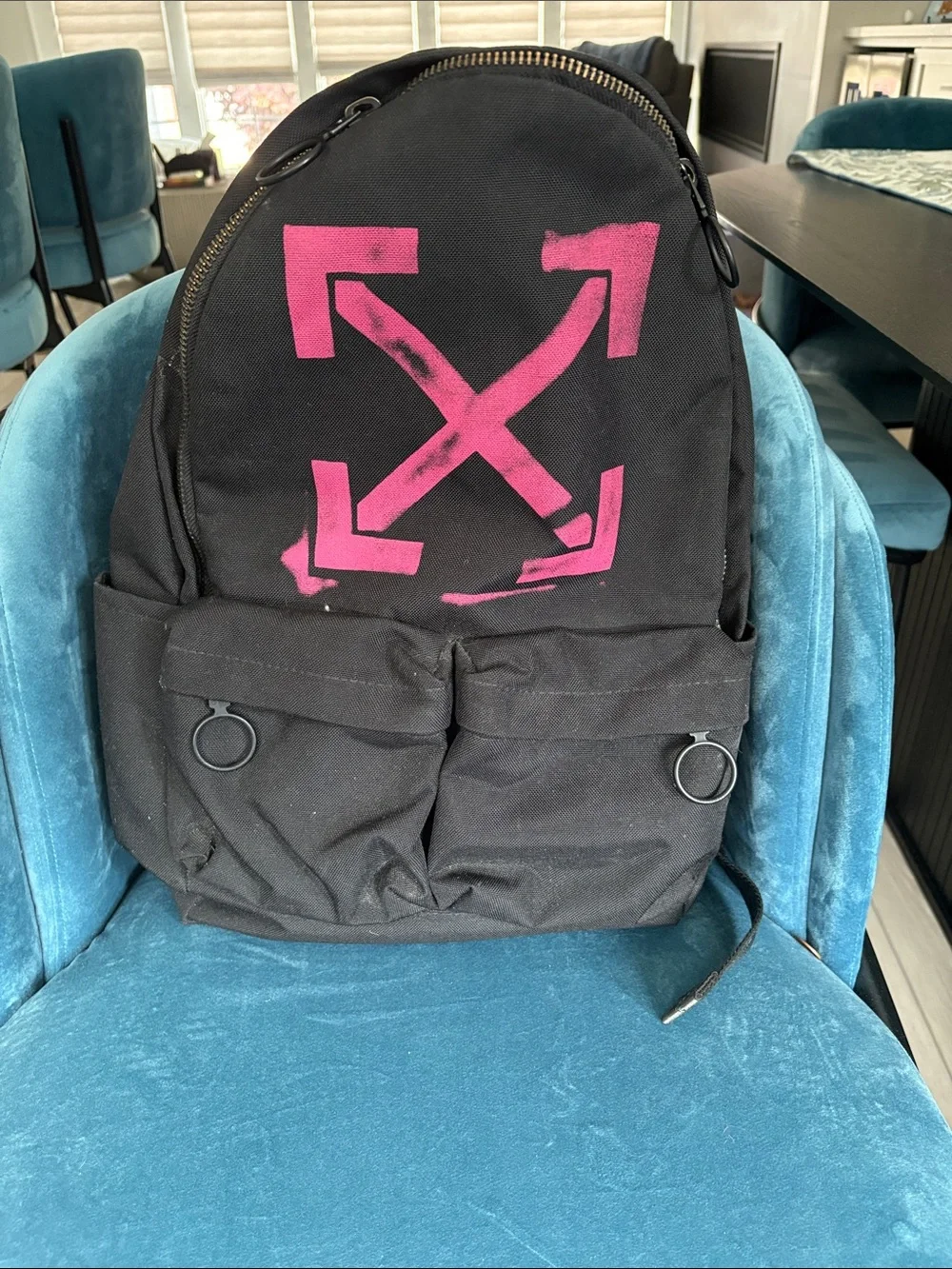 OFFWHITE BLACK Backpack with Pink Graphic Print - Men's Backpack